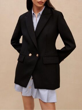 Maje Vilma Tailored Double-Breasted Blazer - FR 40